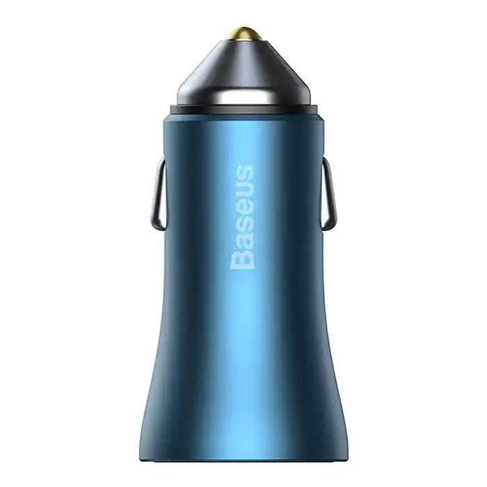 Baseus Golden Contactor Pro car charger, USB + USB-C, QC4.0+, PD, SCP, 40W (blue) + USB-C - Lightning cable 1m (blue)