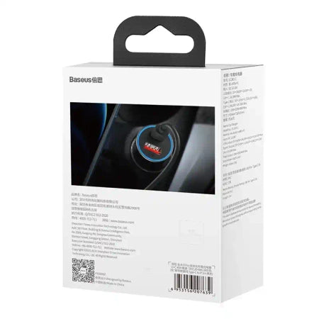 Baseus Golden Contactor Pro Car Charger USB + USB-C, QC4.0+, PD, SCP, 40W (gray) + Cable USB-C do iP 1m (black)