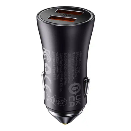 Baseus Golden Contactor Max car charger, 2x USB, 60W (gray)