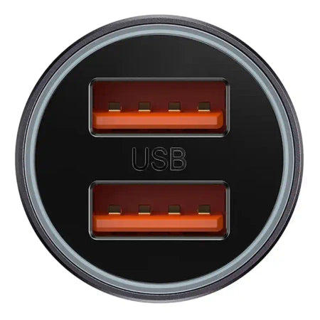 Baseus Golden Contactor Max car charger, 2x USB, 60W (gray)