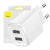 Baseus Compact Quick Charger, 2x USB, 10.5W (white)