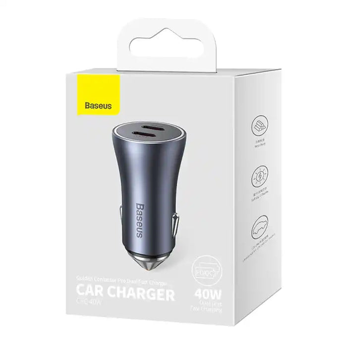 Baseus Golden Contactor Pro car charger, 2x USB-C, 40W (Dark Gray)