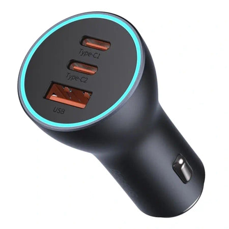 Car charger Baseus Golden Contactor Pro, 2x USB-C, 1x USB, 65W (grey)