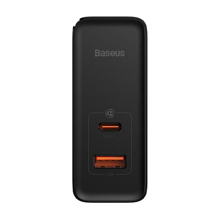 Wall charger Baseus GaN USB-C + USB, 100W + 1m cable (black)