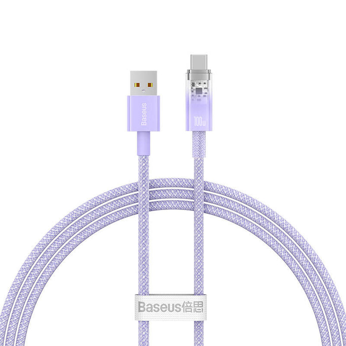 Baseus Explorer 100W USB-A - USB-C Cable with Intelligent Temperature Sensor 1m - Purple