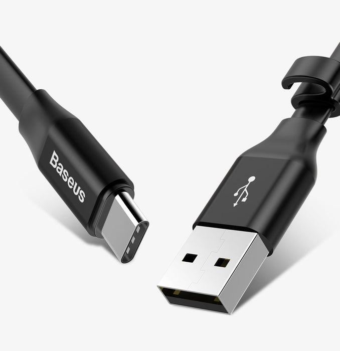 Baseus Nimble flat cable USB / USB-C cable with holder 2A 0.23M black (CATMBJ-01)