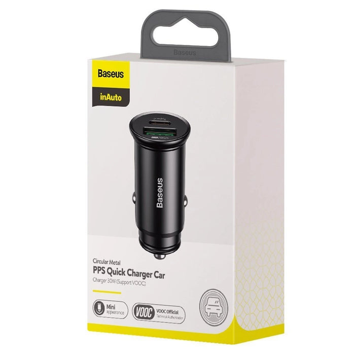 Baseus PPS smart car charger USB / USB Type C 30 W Quick Charge 4.0 QC4+ Power Delivery 3.0 VOOC SCP AFC MTKPE black (CCYS-C01)