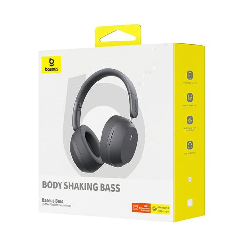Baseus Headphone Bluetooth Bass 35 Max Wireless Headphones BT 5.3 with PNC, Gray(A00070800821-00)