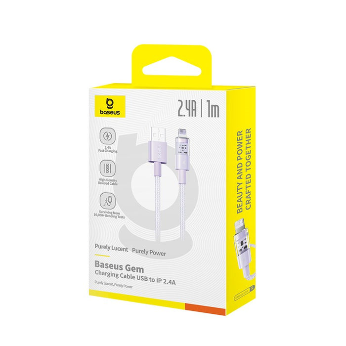 Baseus Gem USB to IP 2.4A fast charging cable 1 m Purple