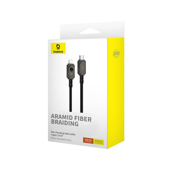 Baseus Unbreakable USB C to iP cable 2 m 20 W Black