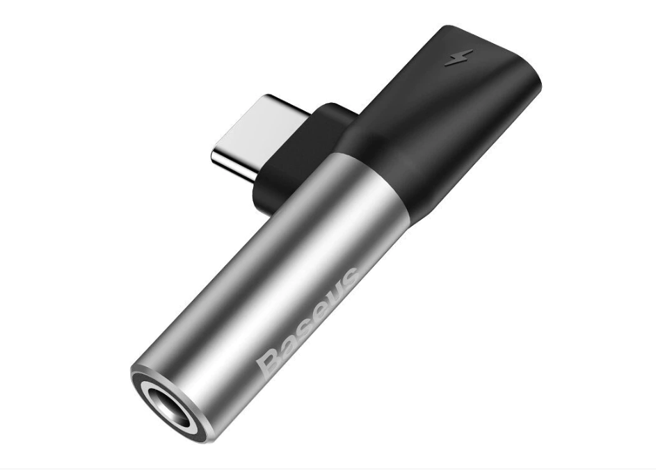 Baseus USB type-C to 3.5 mm 2 in 1 adapter, silver
