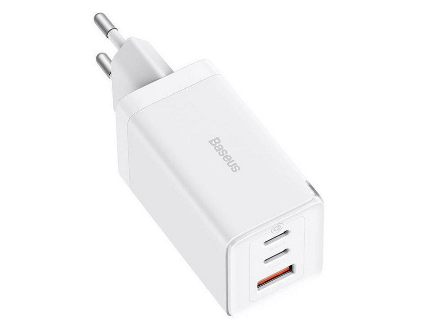 Wall charger Baseus GaN5 Pro 2xUSB-C + USB, 65W (white)