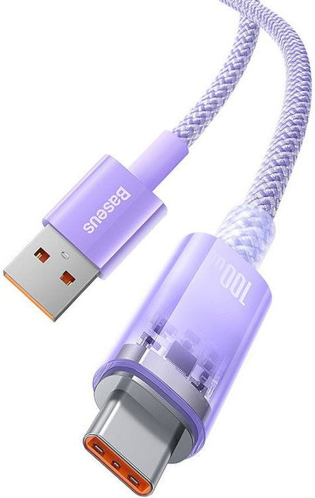 Baseus Explorer 100W USB-A - USB-C Cable with Intelligent Temperature Sensor 1m - Purple