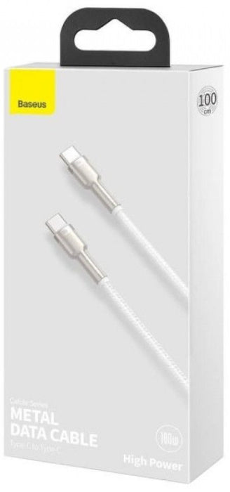 Cable USB-C to USB-C Baseus Cafule, 100W, 1m (white)