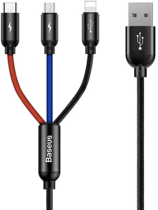 Baseus Rapid USB Cable 3in1 Type C / Lightning / Micro 3A 1,2M - Black