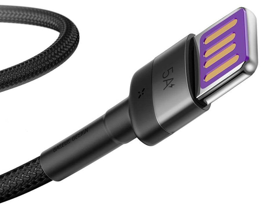 Baseus Cafule USB-C Cable Huawei SuperCharge, QC 3.0, 5A 1m (Black+Gray)