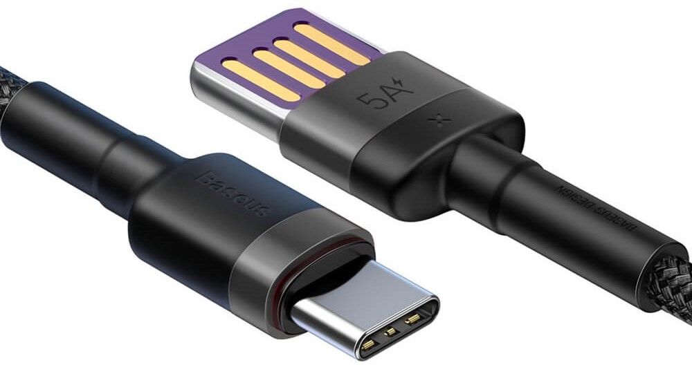 Baseus Cafule USB-C Cable Huawei SuperCharge, QC 3.0, 5A 1m (Black+Gray)