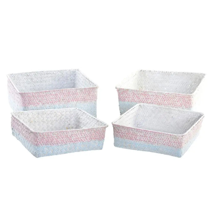Basket set DKD Home Decor Natural Fibre Mediterranean Boho 26 x 26 x 9 cm 8,5 cm - Баня<<<Дом
