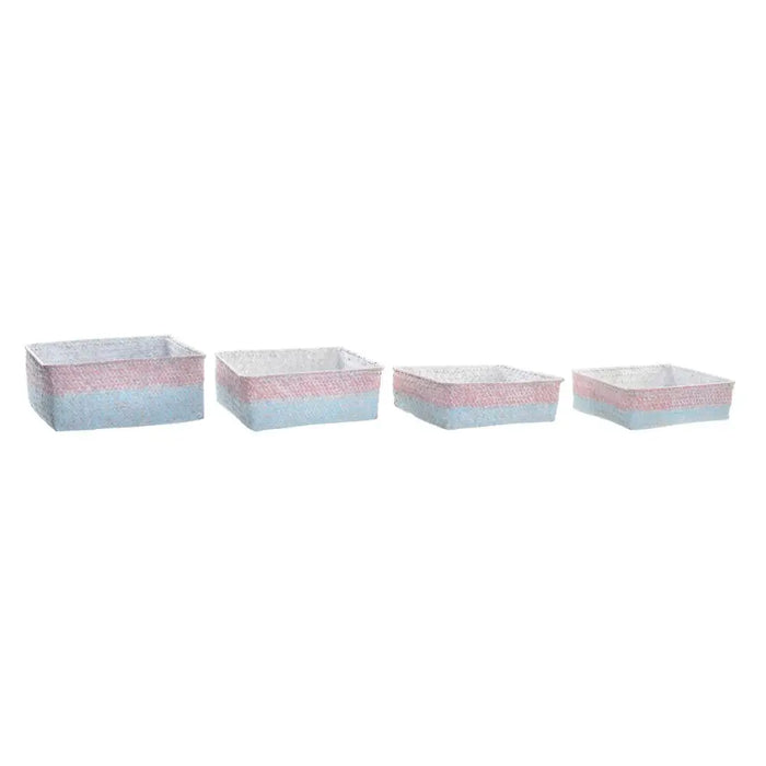 Basket set DKD Home Decor Natural Fibre Mediterranean Boho 26 x 26 x 9 cm 8,5 cm - Баня<<<Дом