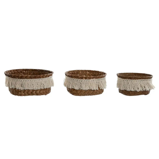Basket set Home ESPRIT Natural Fibre Boho Worn 16 x 16 x 6 cm - Баня<<<Дом Градина<<<BigBuy&&&Аксесоари и