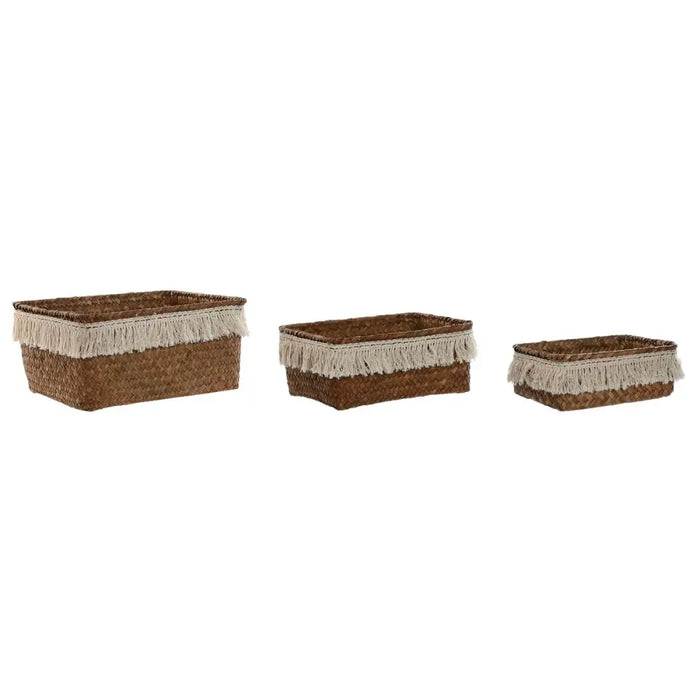 Basket set Home ESPRIT Natural Fibre Boho Worn 23 x 17 x 10 cm - Баня<<<Дом Градина<<<BigBuy&&&Аксесоари и