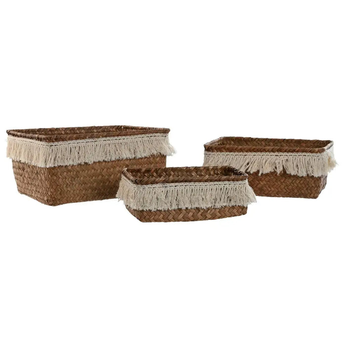 Basket set Home ESPRIT Natural Fibre Boho Worn 23 x 17 x 10 cm - Баня<<<Дом Градина<<<BigBuy&&&Аксесоари и