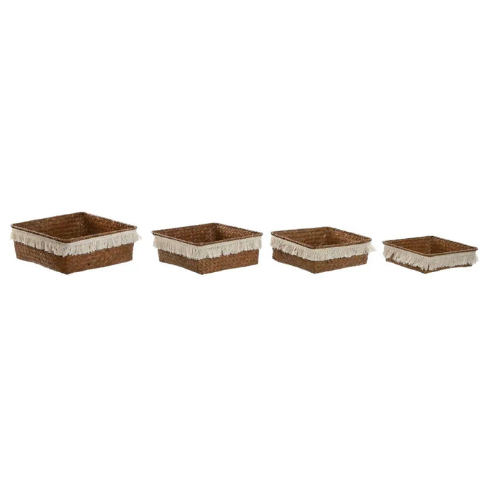 Basket set Home ESPRIT Natural Fibre Boho Worn 26 x 26 x 10 cm - Баня<<<Дом Градина<<<BigBuy&&&Аксесоари и