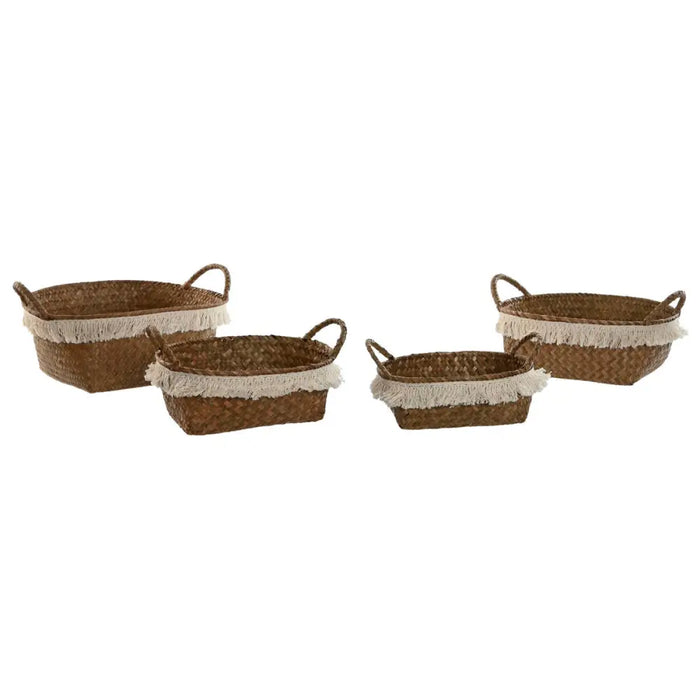 Basket set Home ESPRIT Natural Fibre Boho Worn 33 x 25 x 15 cm - Баня<<<Дом Градина<<<BigBuy&&&Аксесоари и