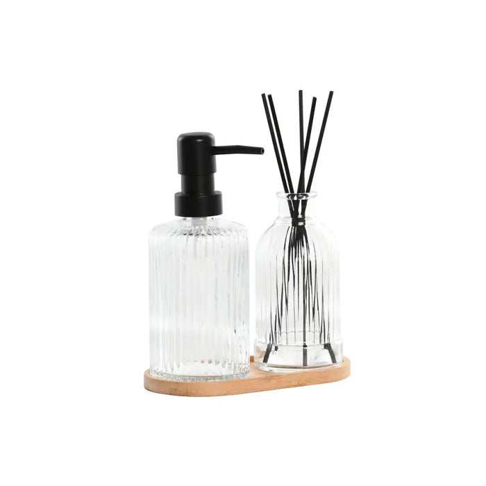 Bath Set Home ESPRIT Black Transparent Bamboo Crystal Modern 3 Pieces - Баня<<<Дом Градина<<<BigBuy&&&Аксесоари и