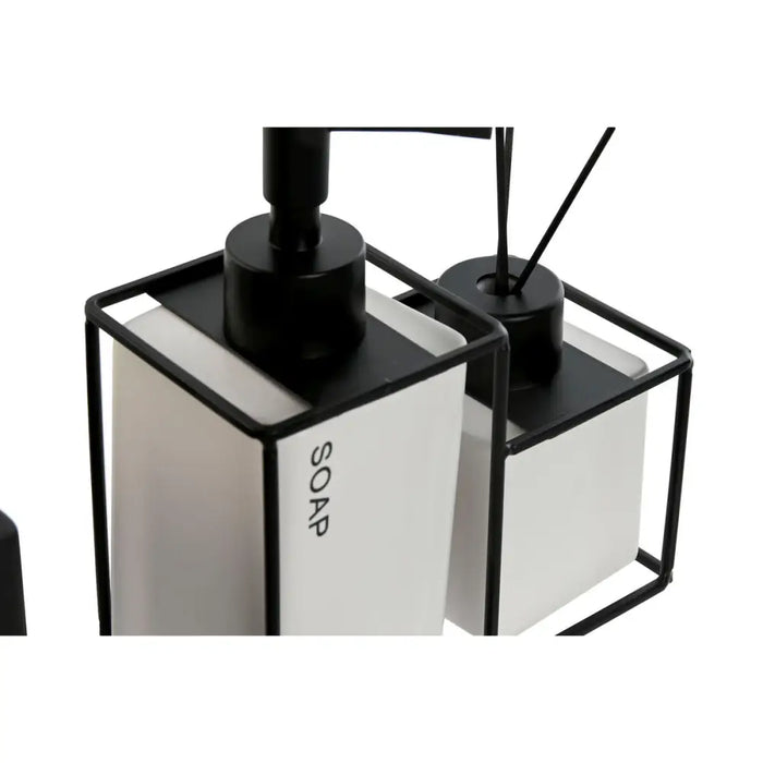 Bath Set Home ESPRIT White Black Metal Dolomite 14,5 x 8 x 17 cm 2 Pieces (2 Units) - Баня<<<Дом