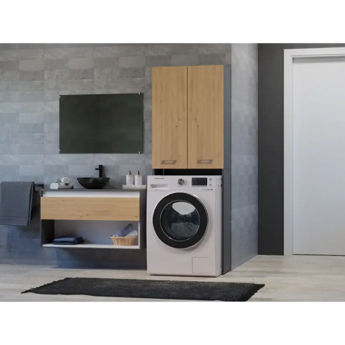Bathroom cabinet POLA DD 64x30xH180 anthracite/artisan - Bathroom shelvesMLA-REG<<<Bathroom furnitureMLA<<<ActionPL