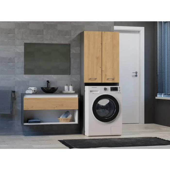 Bathroom cabinet POLA DD 64x30xH180 anthracite/artisan - Bathroom shelvesMLA-REG<<<Bathroom furnitureMLA<<<ActionPL