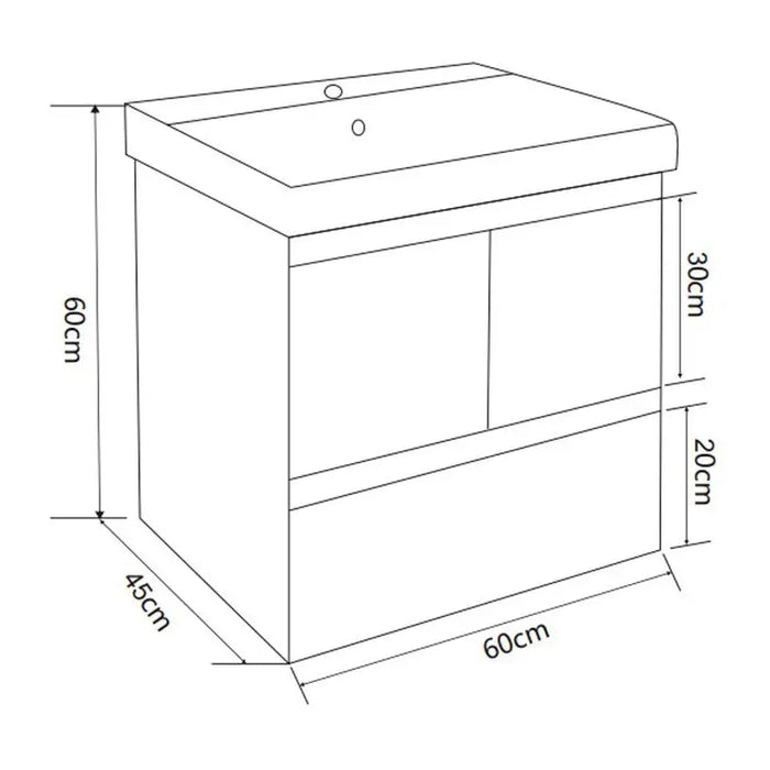 BATHROOM CABINET WITH WASHBASIN INTER CERAMIC LORIS 6060 - Мебели<<<Мебели и огледала за