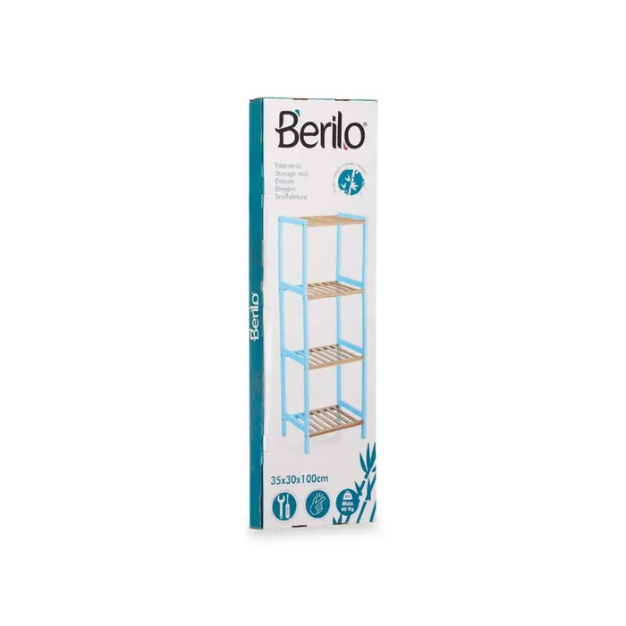 Bathroom Shelves Berilo Blue Natural 35 x 30 x 100 cm 35,2 x 100,2 x 30,2 cm - Баня<<<Дом Градина<<<BigBuy&&&Аксесоари