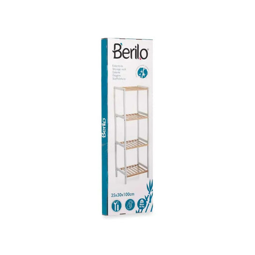 Bathroom Shelves Berilo White Natural 35 x 30 x 100 cm 35,2 x 100,2 x 30,2 cm - Баня<<<Дом Градина<<<BigBuy&&&Аксесоари