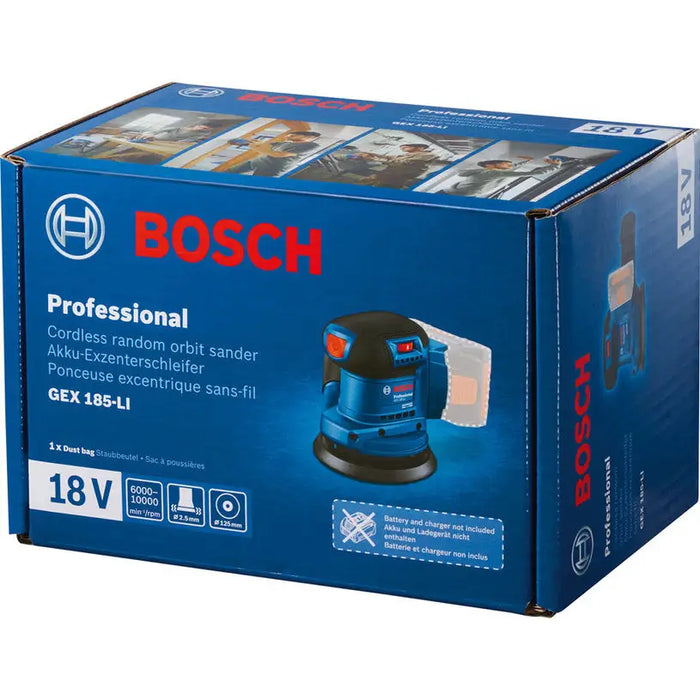 BATTERY BRUSHLESS ECCENTRIC GRINDER BOSCH PROFESSIONAL GEX 185-LI SOLO 18 V 125 mm - Ексцентършлайф<<<Шлайф