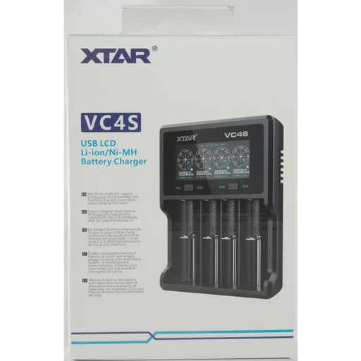 Battery charger XTAR VC4SL 4 sockets LCD display USB LiIon & NIMH 18650 CR123 AA AAA - Зарядни устройства и