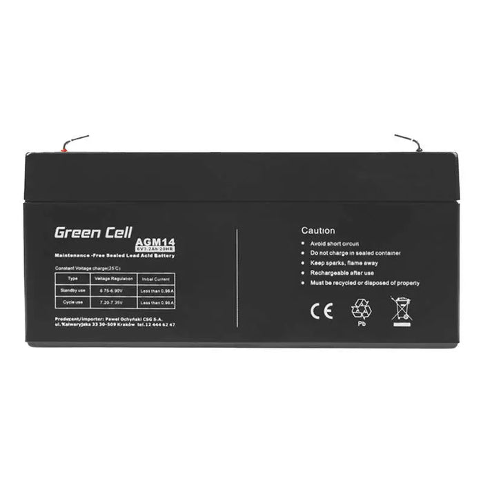 Battery for Uninterruptible Power Supply System UPS Green Cell AGM14 6 V - Batteries<<<Rechargeable batteries<<<IT