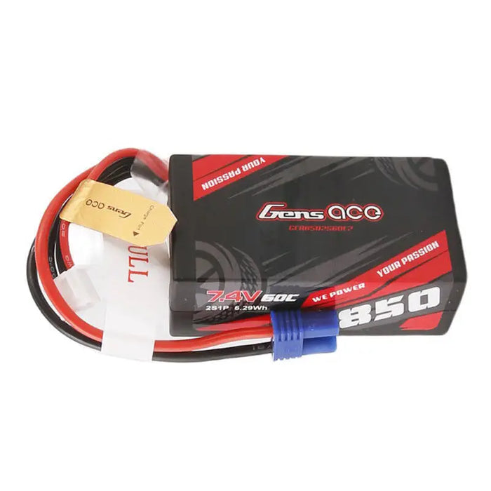 Battery Gens Ace 850mAh 7,4V 60C 2S1P EC2 Plug - Lithium and NiMH<<<Batteries<<<RC models<<<InnproXML