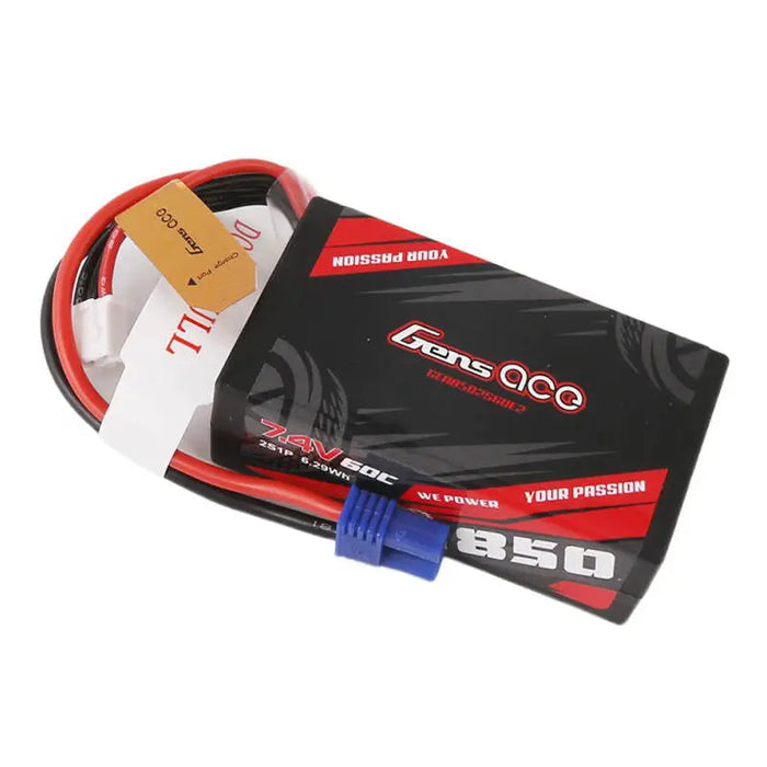Battery Gens Ace 850mAh 7,4V 60C 2S1P EC2 Plug - Lithium and NiMH<<<Batteries<<<RC models<<<InnproXML