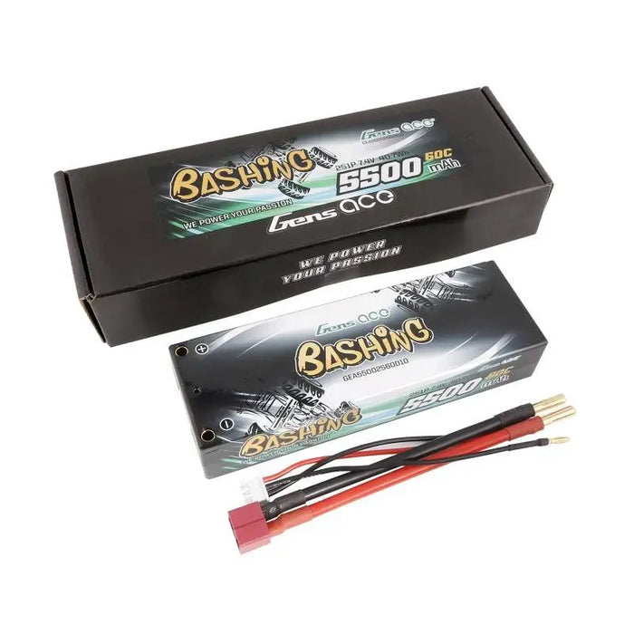 Battery Lipo Gens ace 5500mAh 2S 7.4V 60C HardCase RC 10# car with T-plug - Lithium and NiMH<<<Batteries<<<RC