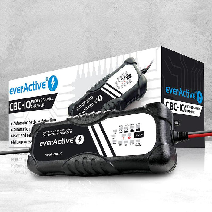 Battery processor charger 12V/24V everActive CBC-10 v2 up to 10A for cars and motorcycles - Зарядни устройства и