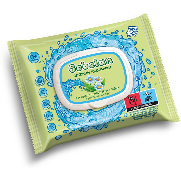 CHAMOMILE AND ALOE WET TOWELS 24 PCS BEBELAN