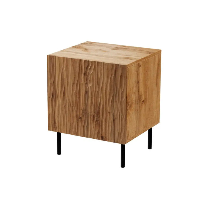 Bedside table 2 pcs. JUNGLE 53.5x40.5x44 oak wotant + black legs - Bedside tables made of furniture