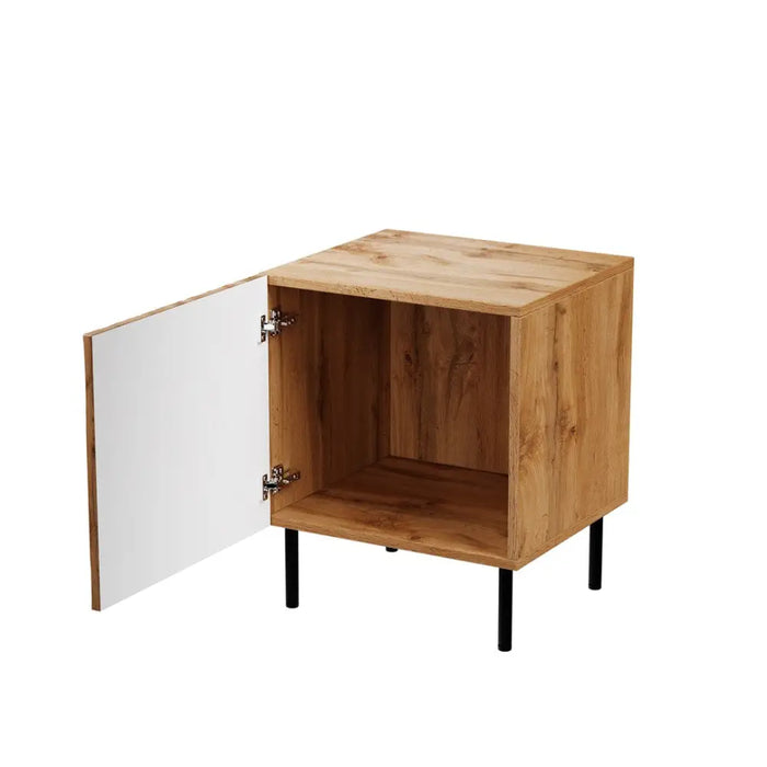 Bedside table 2 pcs. JUNGLE 53.5x40.5x44 oak wotant + black legs - Bedside tables made of furniture