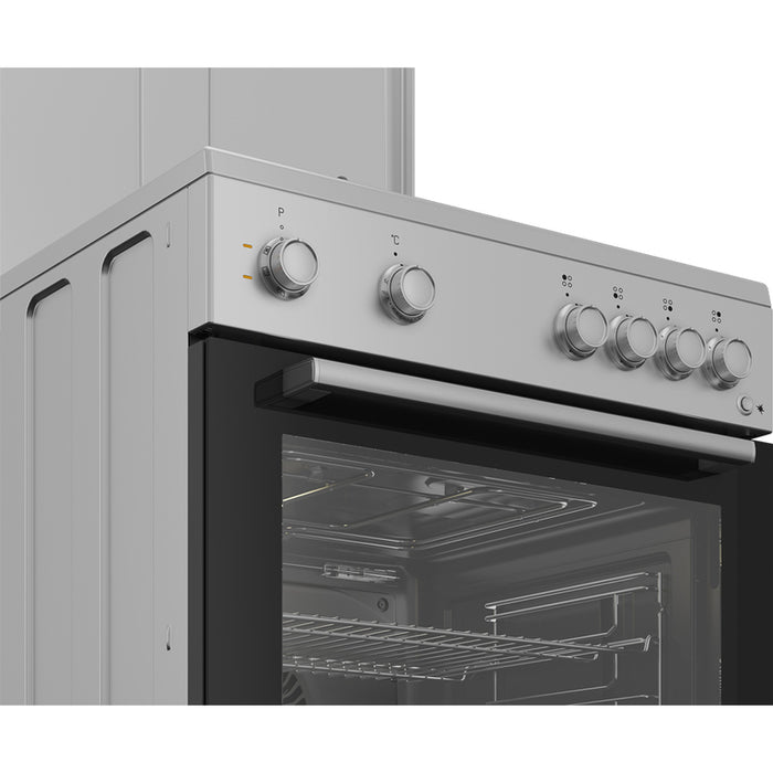 Combined stove BEKO FBE 64010 SDSL/Silver/GA A, 2 GAS AND 2 ELECTRIC, IGNITION BUTTON