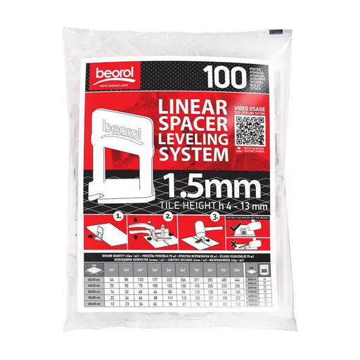 BEOROL TILE LEVELING FIXER 1.5 MM 100 PCS - Строителни инструменти и аксесоари<<<Инструменти аксесоари за