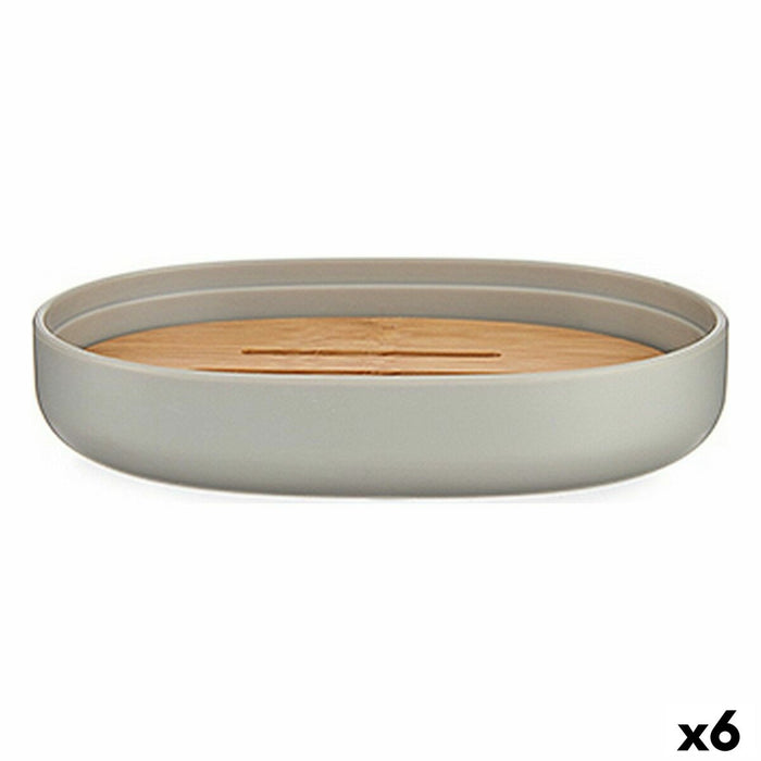Soap dish Berilo Brown Grey Bamboo polypropylene 9,5 x 2,5 x 13 cm 13 x 2,5 x 9,5 cm (6 Units)