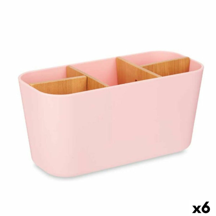 Toothbrush Holder Berilo Pink Bamboo polypropylene 21 x 10 x 9 cm (6 Units)