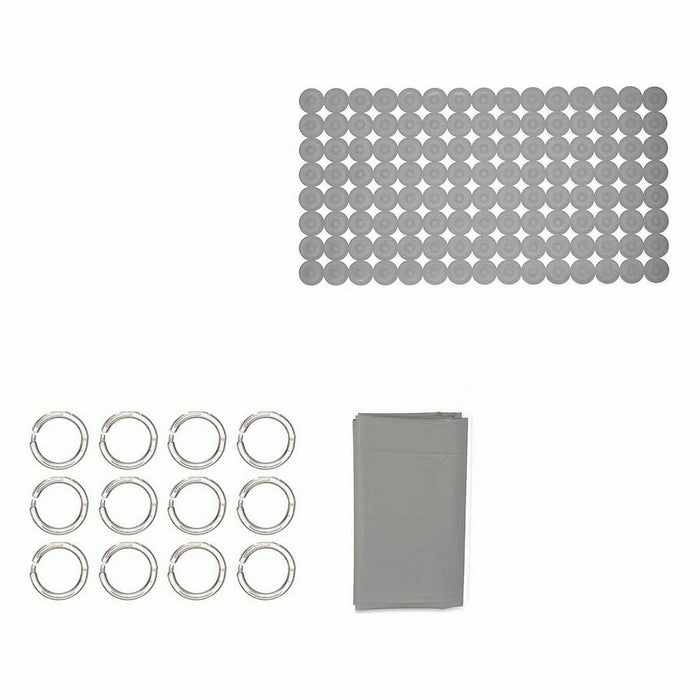 Bath Set Berilo Grey PVC Polyethylene EVA 28 x 42 x 6 cm (12 Units)